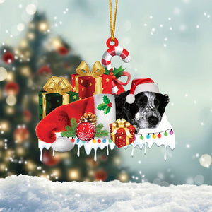 Blue roan cocker spaniel Merry Christmas Hanging Ornament-0211
