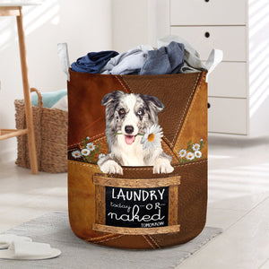 Border Collie Laundry Today Or Naked Tomorrow Laundry Basket