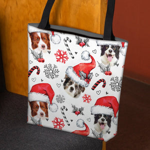 Border Collie Merry Christmas Tote Bag
