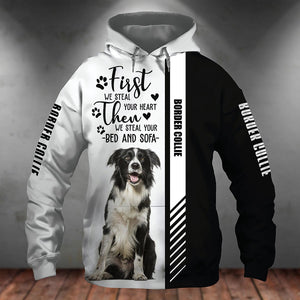 Border Collie-First We Steal Your Heart Unisex Hoodie