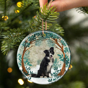 Border Collie Among Forest Porcelain/Ceramic Ornament