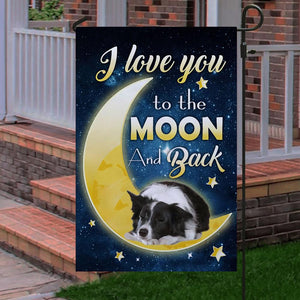 Border Collie I Love You To The Moon And Back Garden Flag