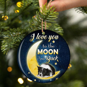 Border Collie I Love You To The Moon And Back Porcelain/Ceramic Ornament
