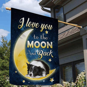 Border Collie I Love You To The Moon And Back Garden Flag