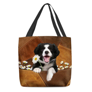 Border Collies Holding Daisy All Over Printed Tote Bag