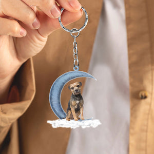 Border Terrier On The Moon Flat Acrylic Keychain
