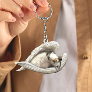Borzoi Sleeping Angel Acrylic Keychain