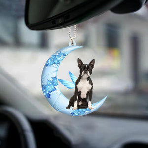 Boston Terrier Angel From The Moon Car Hanging Ornament
