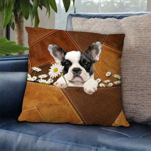 Boston Terrier Holding Daisy Pillow Case