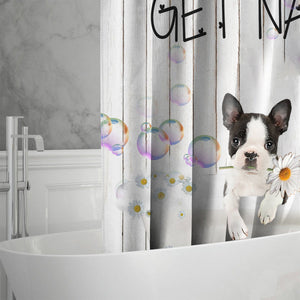 Boston Terrier2 Get Naked Daisy Shower Curtain