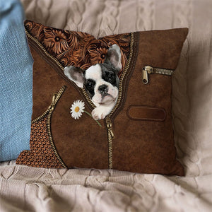 Border Terrier Holding Daisy Pillow Case