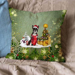 Boston Terrier Merry Christmas Pillow Case