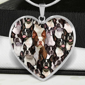 A Bunch Of Boston Terriers Heart Necklace