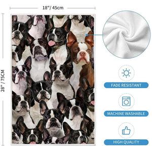 A Bunch Of Boston Terriers Kitchen Towel