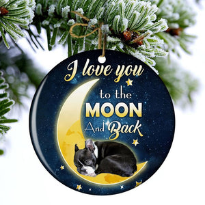 Boston Terrier I Love You To The Moon And Back Porcelain/Ceramic Ornament