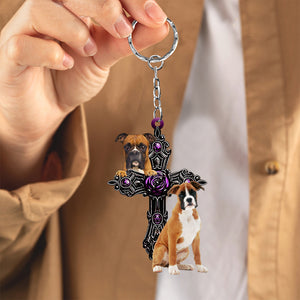 Boxer Pray For God Acrylic Keychain