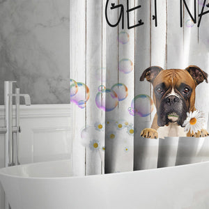 Boxer Get Naked Daisy Shower Curtain