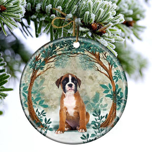 Boxer Among Forest Porcelain/Ceramic Ornament