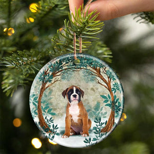 Boxer Among Forest Porcelain/Ceramic Ornament