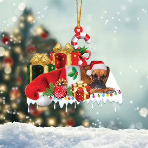 Boxer Merry Christmas Hanging Ornament-0211