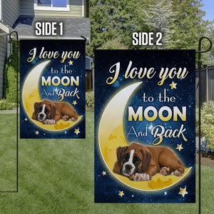Boxer I Love You To The Moon And Back Garden Flag