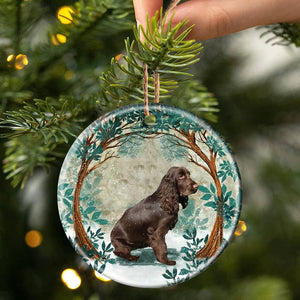 Boykin Spaniel Pinscher Among Forest Porcelain/Ceramic Ornament