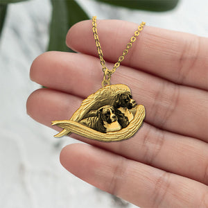 Brindle Boxer Sleeping Angel Necklace