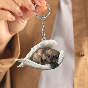 Brindle Staffy1 Sleeping Angel Acrylic Keychain