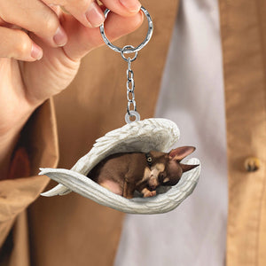 Brown chihuahua Sleeping Angel Acrylic Keychain
