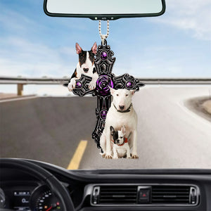 Bull Terrier Pray For God Car Hanging Ornament