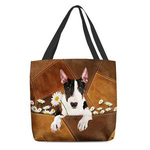 Bull Terrier Holding Daisy All Over Printed Tote Bag