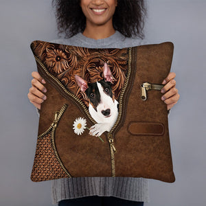 Bull Terrier 2 Holding Daisy Pillow Case