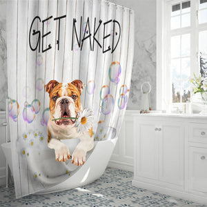 Bulldog Get Naked Daisy Shower Curtain