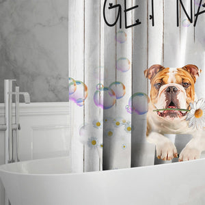Bulldog Get Naked Daisy Shower Curtain