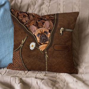 Bulldog 2 Holding Daisy Pillow Case