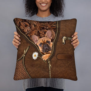 Bulldog 2 Holding Daisy Pillow Case