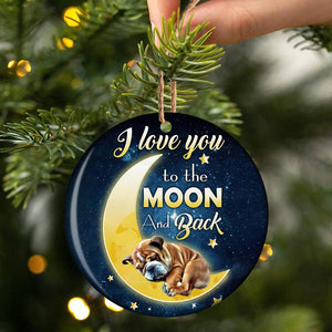 Bulldog I Love You To The Moon And Back Porcelain/Ceramic Ornament