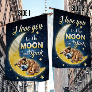 Bulldog I Love You To The Moon And Back Garden Flag