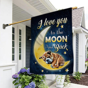Bulldog I Love You To The Moon And Back Garden Flag