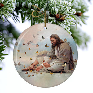 God Surrounded By Butterflies Porcelain/Ceramic Ornament