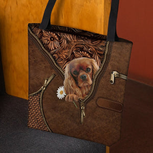 Cavalier King Charles Spaniel 2 Holding Daisy Tote Bag