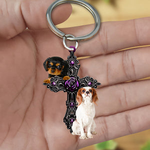 Cavalier King Charles Spaniel Pray For God Acrylic Keychain