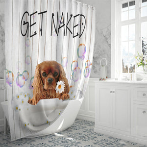 Cavalier King Charles Spaniel Get Naked Daisy Shower Curtain