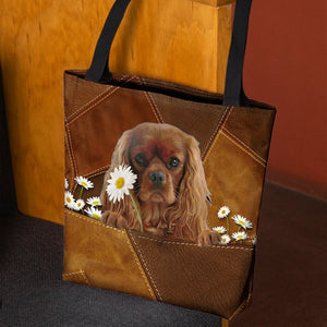 Cavalier King Charles Spaniel021 Holding Daisy All Over Printed Tote Bag
