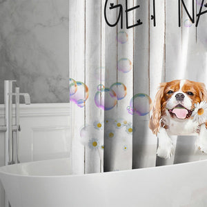 Cavalier King Charles Spaniel06 Get Naked Daisy Shower Curtain