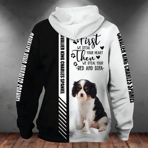Black Cavalier King Charles Spaniel-First We Steal Your Heart Unisex Hoodie