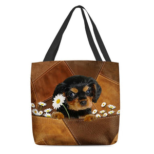 Cavalier King Charles Spaniel Holding Daisy All Over Printed Tote Bag