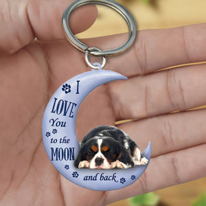 Cavalier King Charles Spaniel I Love You To The Moon And Back Flat Acrylic Keychain