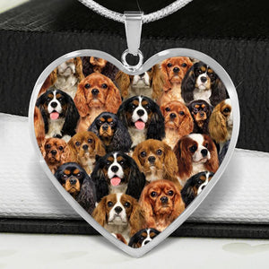 A Bunch Of Cavalier King Charles Spaniels Heart Necklace