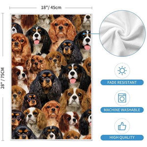 A Bunch Of Cavalier King Charles Spaniels Kitchen Towel